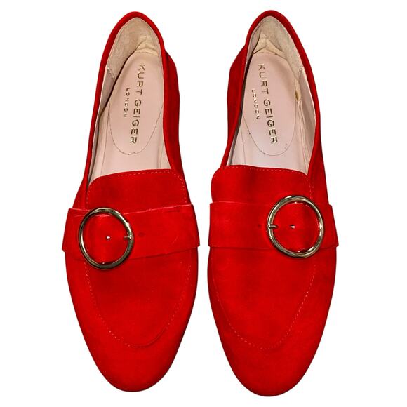 Kurt Geiger Loafers Kenner Suede Flats Slip On Buckle - Picture 3 of 10